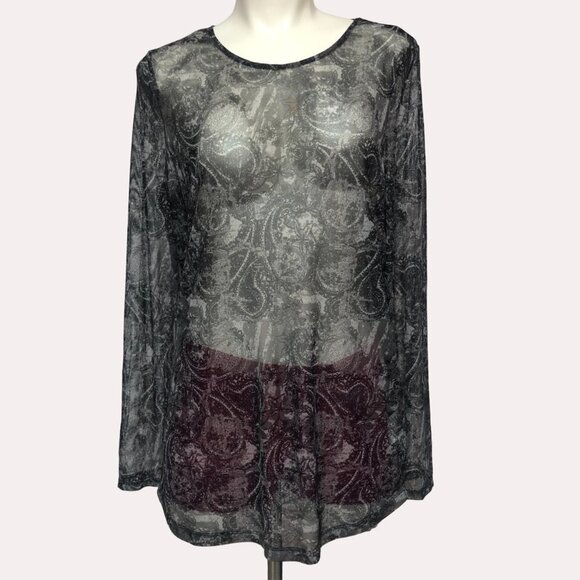 MICHEL Studio Collection Sheer Long Sleeve Top Size 2XL - Picture 1 of 10